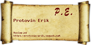 Protovin Erik névjegykártya